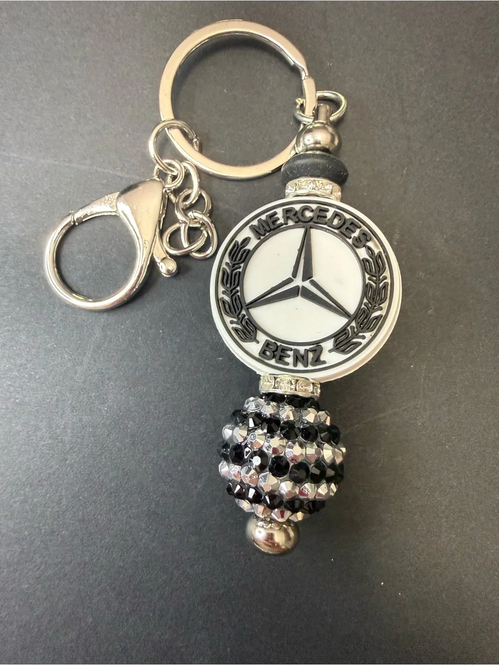 New Black & Silver Crystal Keychain